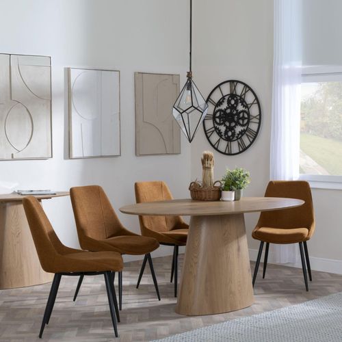 Palma Oak Oval Dining Set - Darwin Orange Fabric Dining Chair