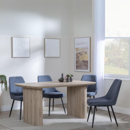 Bern Fluted Oak Effect Dining Set - Darwin Dark Grey Fabric Dining Chair