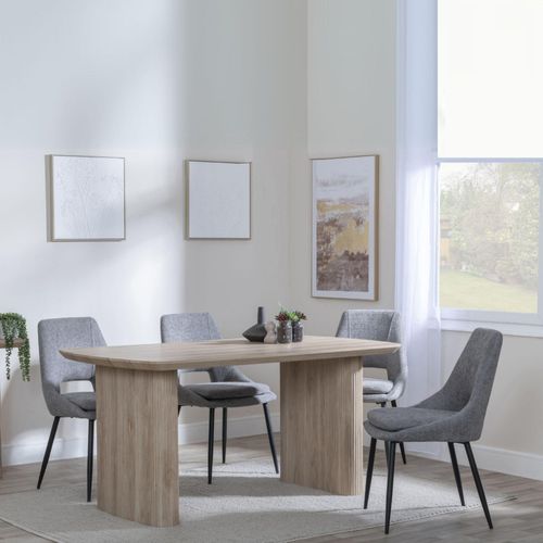Bern Fluted Oak Effect Dining Set - Peyton Grey Fabric Dining Chair