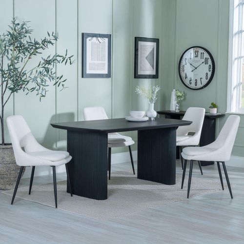 Bern Fluted Black Dining Set - Peyton Cream Fabric Dining Chair