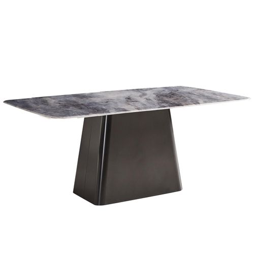 Telma 6 Seater White and Black Marble Dining Table - Sizes Available