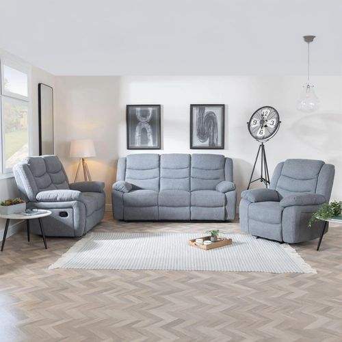 Windsor Grey Fabric Recliner Sofa Set