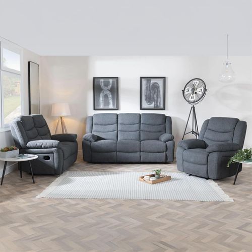 Windsor Dark Grey Fabric Recliner Sofa Set