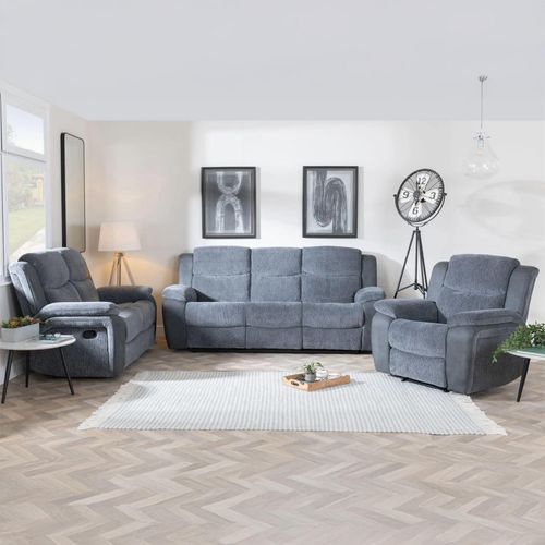 Legend Grey Fabric Recliner Sofa Set