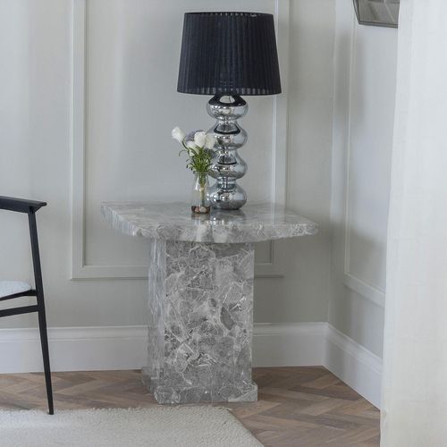 Turin Grey Marble Square Lamp Table