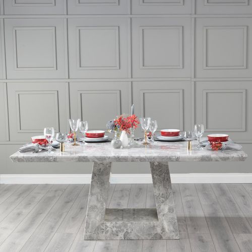 Milan 6 Seater Grey Marble Dining Table - Sizes Available