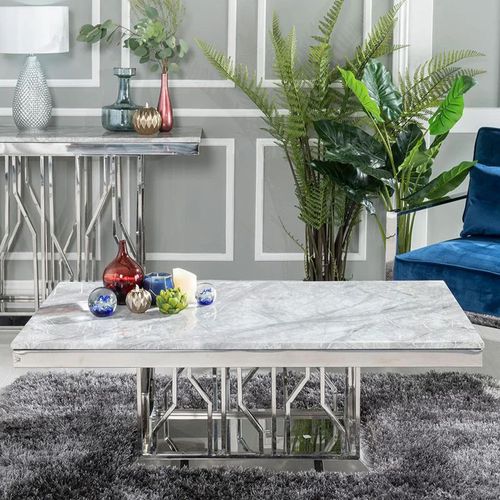 Vortex Grey Marble and Chrome Coffee Table