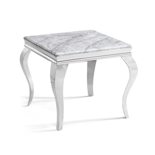 Louis Grey Marble and Chrome Square Side Table