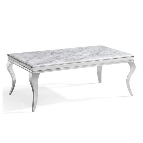 Louis Grey Marble and Chrome Coffee Table