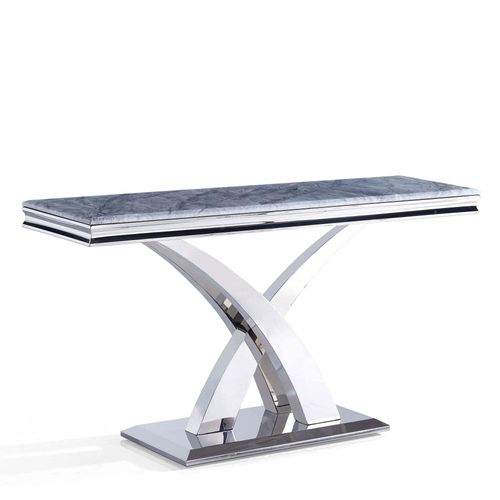 Lisbon Grey Marble and Chrome Console Table