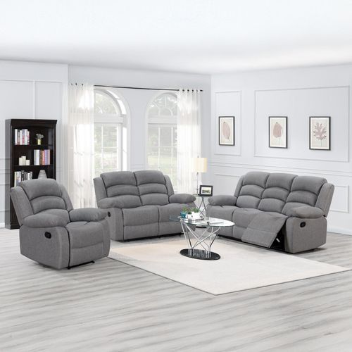 Kinley Grey Endurance Fabric 3+2+1 Seater Manual Recliner Sofa Set
