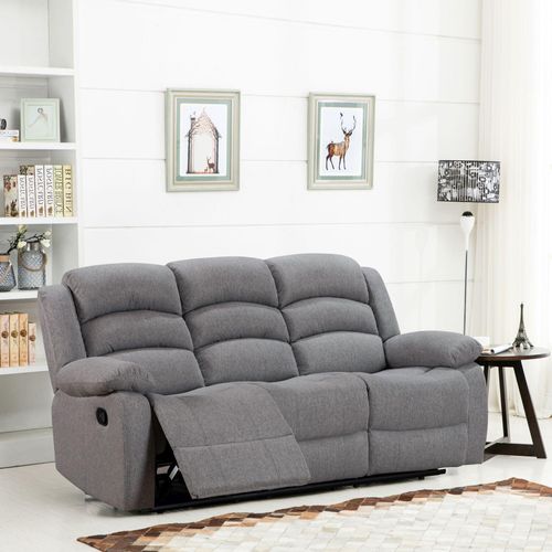 Kinley Grey Endurance Fabric 3 Seater Manual Recliner Sofa