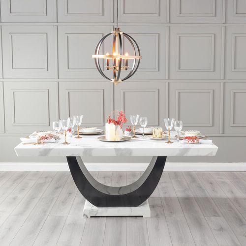 Madrid 6 Seater White Marble Dining Table - Sizes Available