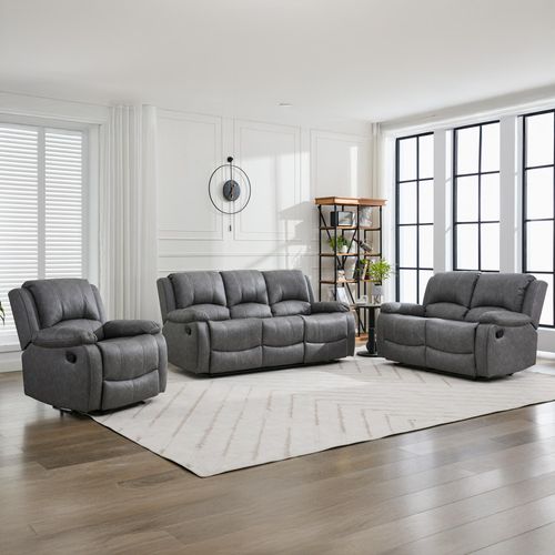 Paloma Grey Endurance Fabric 3+2+1 Seater Manual Recliner Sofa Set