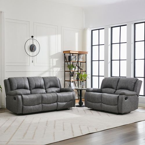 Paloma Grey Endurance Fabric 3+2 Seater Manual Recliner Sofa Set