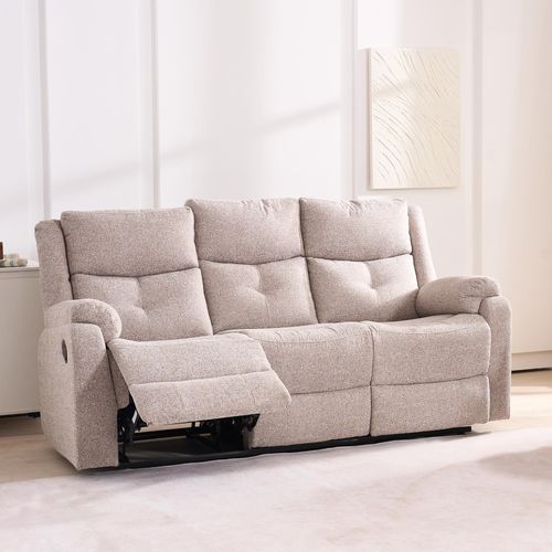 Ellison Cream Fabric 3 Seater Manual Recliner Sofa
