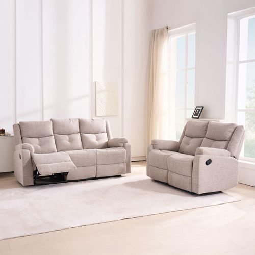 Ellison Cream Fabric Manual Recliner Sofa Set