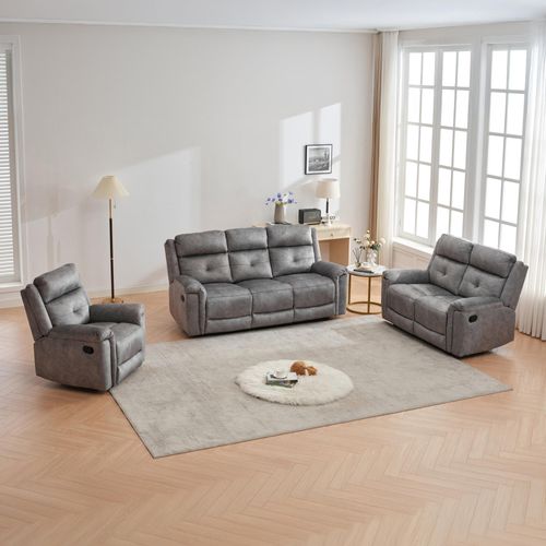 Sydney Grey Fabric 3+2+1 Seater Manual Recliner Sofa Set