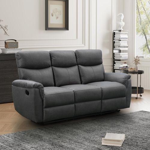 Isabela Grey Endurance Fabric 3 Seater Manual Recliner Sofa