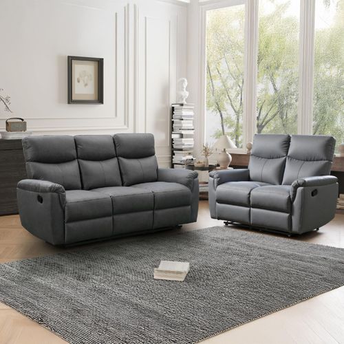 Isabela Grey Endurance Fabric Manual Recliner Sofa Set