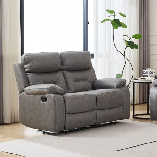 Hayley Grey Fabric 2 Seater Manual Recliner Sofa