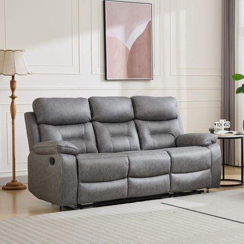 Hayley Grey Fabric 3 Seater Manual Recliner Sofa