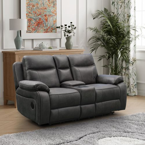 Charlie Grey Fabric 2 Seater Electric Recliner Sofa with Console