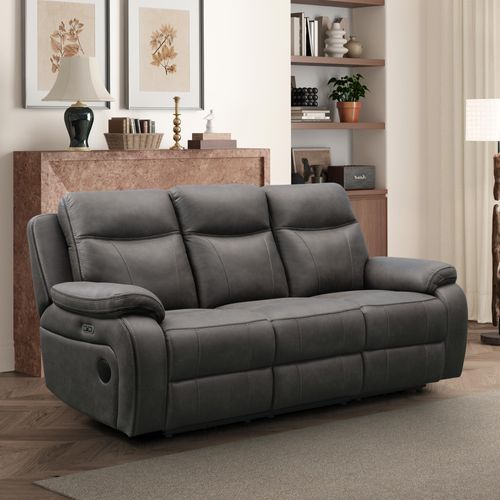 Charlie Grey Fabric 3 Seater Electric Recliner Sofa