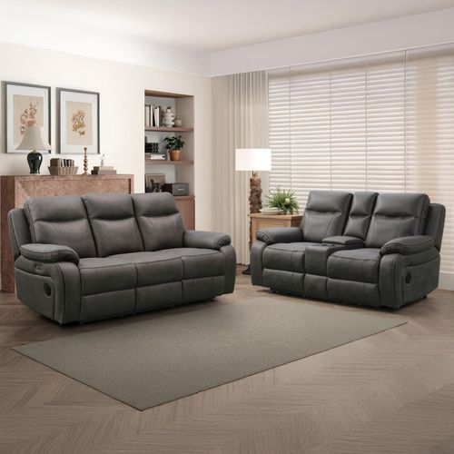 Charlie Grey Fabric Electric Recliner Sofa Set