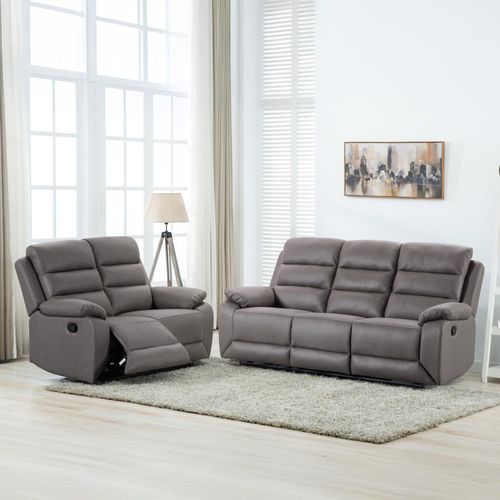 Bexley Grey Endurance Fabric 3+2 Seater Manual Recliner Sofa Set