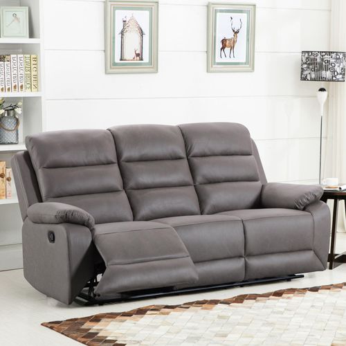 Bexley Grey Endurance Fabric 3 Seater Manual Recliner Sofa