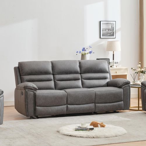 Helena Grey Endurance Fabric 3 Seater Manual Recliner Sofa