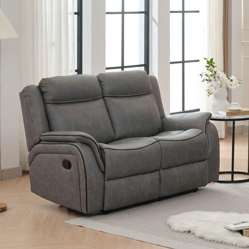 Harlee Grey Endurance Fabric 2 Seater Manual Recliner Sofa