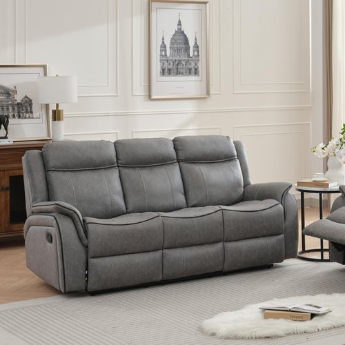 Harlee Grey Endurance Fabric 3 Seater Manual Recliner Sofa
