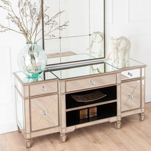 Antoinette Mirrored Champagne Trim TV Unit