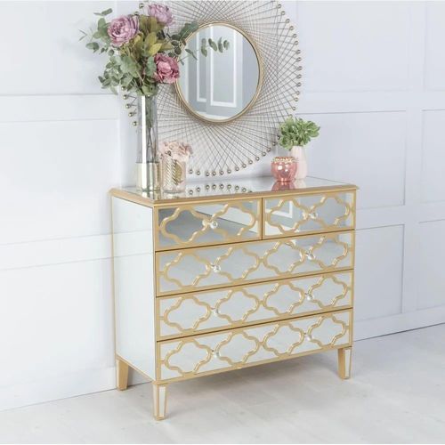 Casablanca Mirrored Gold Trim 3+2 Drawers Chest