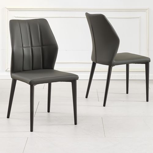 Clearance - Harrow Dark Grey Leather Dining Chair