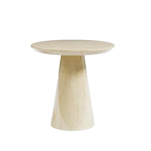 Carrera Travertine Beige Engineered Marble Round Side Table