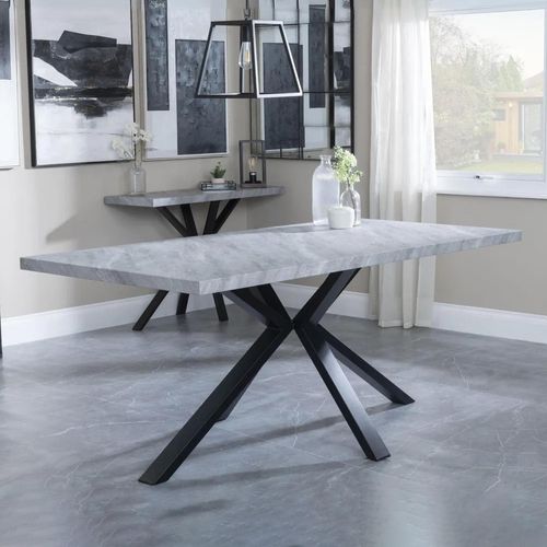 Ezra 8 Seater Grey Dining Table with Black Spider Legs - 180cm