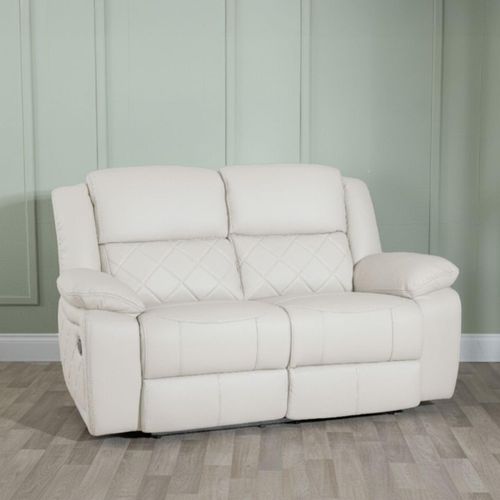 Bentley Cream Leather 2 Seater Recliner Sofa