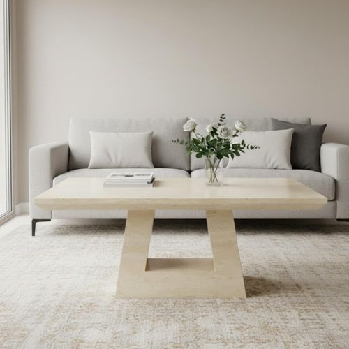 Milan Travertine Beige Engineered Marble Coffee Table