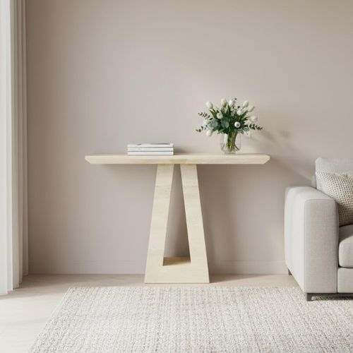Milan Travertine Beige Engineered Marble Console Table