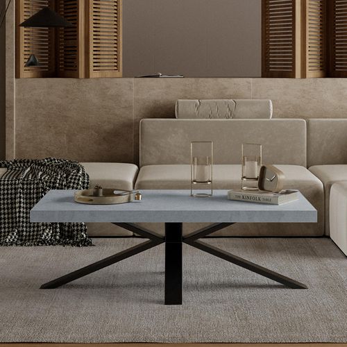 Ezra Grey Coffee Table with Black Spider Legs