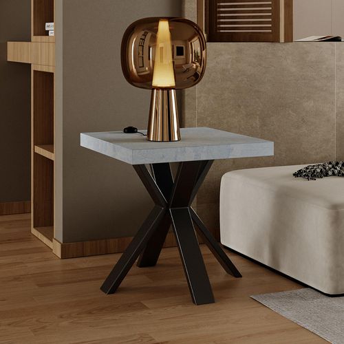 Ezra Grey Square End Table with Black Spider Legs