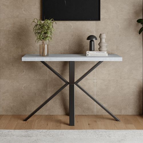 Ezra Grey Console Table with Black Spider Legs