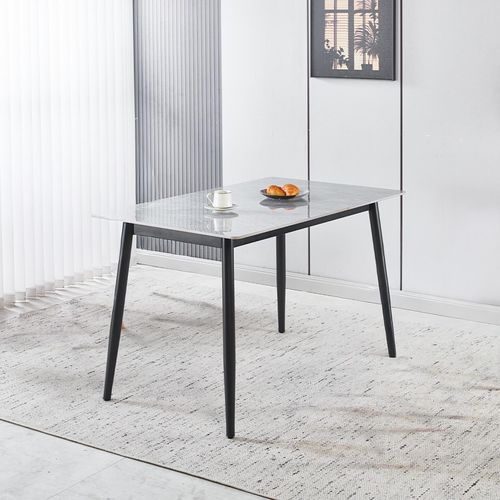 Breton Compact 4 Seater Grey Ceramic Dining Table - 120cm