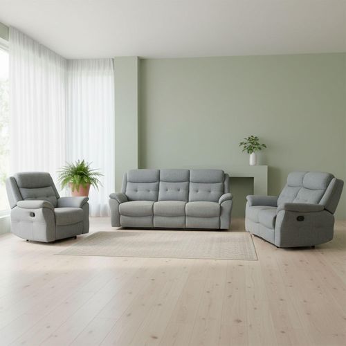 Shelby Grey Fabric 3+2+1 Seater Recliner Sofa Set