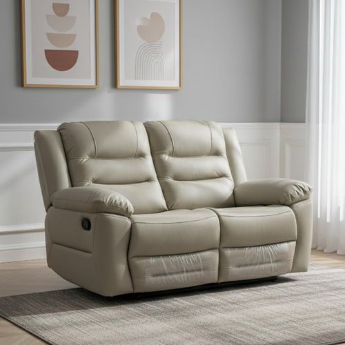 Alexandra Cream Leather 2 Seater Recliner Sofa