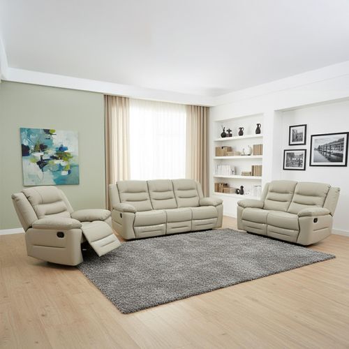 Alexandra Cream Leather 3+2+1 Seater Recliner Sofa Set