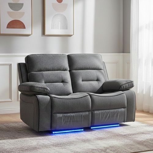Foster Grey Fabric 2 Seater Recliner Sofa